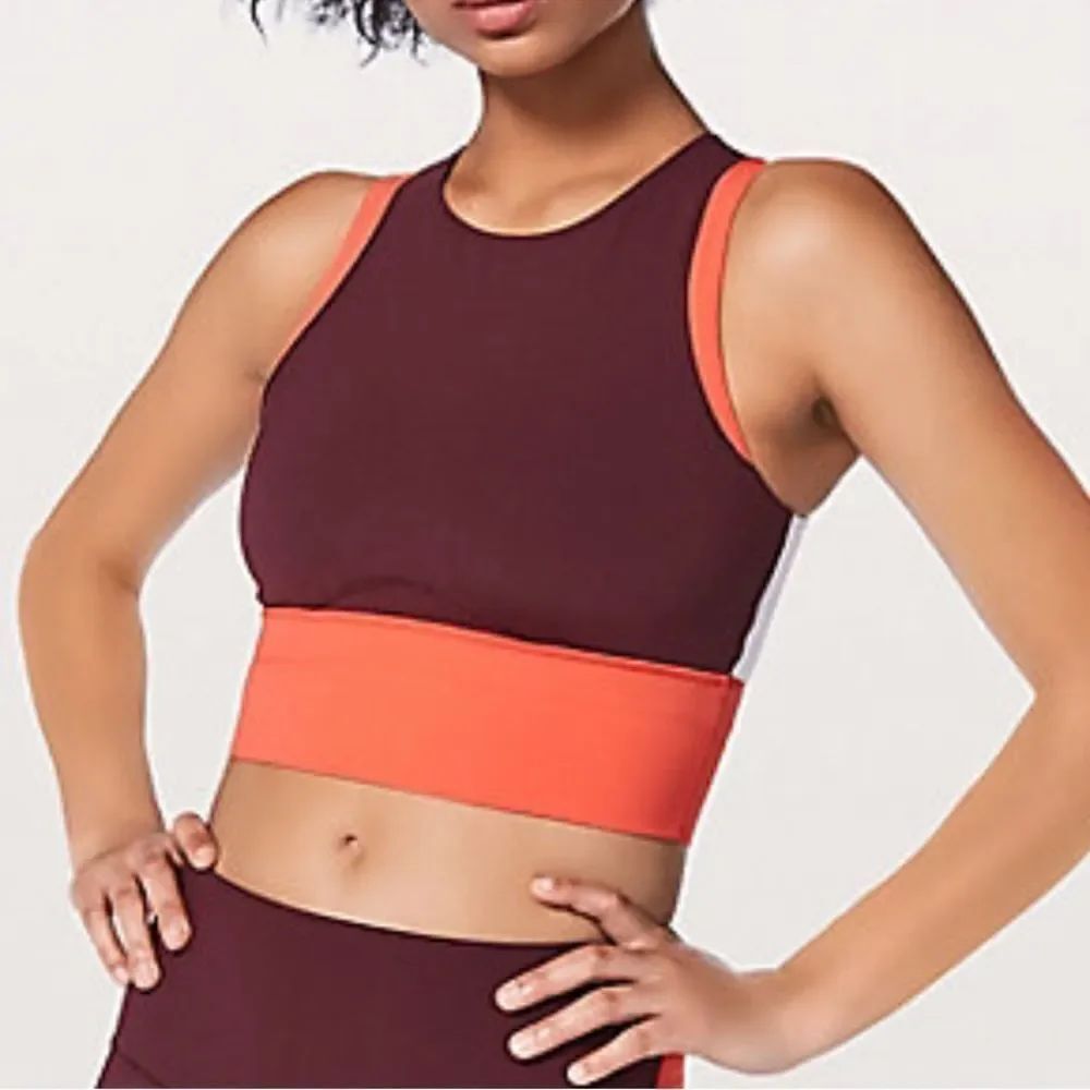Lululemon longline kick swerve sports bra crop tank high neck color block size 6